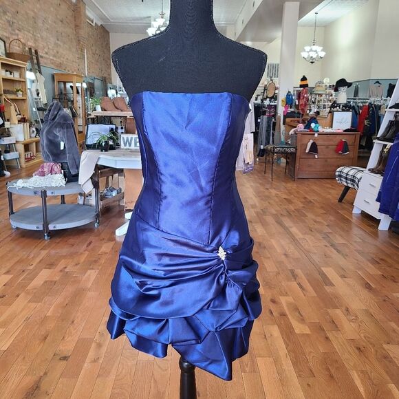 Jessica McClintock Dresses & Skirts - Jessica McClintock for Gunne Sax Blue Satin Bubble Dress Size 5